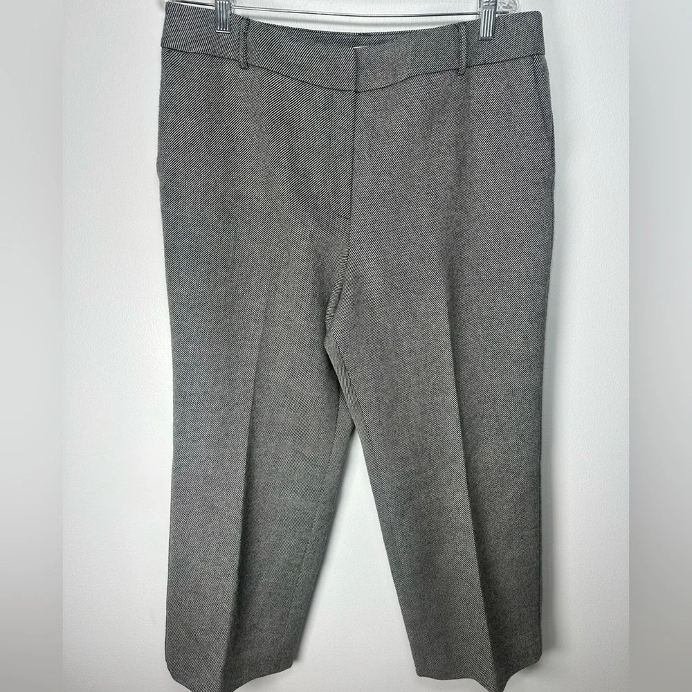 Talbots Black/Gray and White Stripe 100% Wool Lined Trousers Size 16 Italian